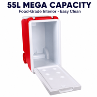 Glacière rigide rouge de haute qualité en gros, capacité 55L, personnalisable avec votre marque, pour maintenir au frais et garder les glaçons au frais