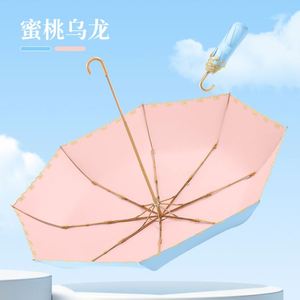 Sombrilla de Tela con Diseño Floral y Gancho Dorado Triple, Resistente al Viento y a la Lluvia, Ideal para Regalos Empresariales - Product Image 2