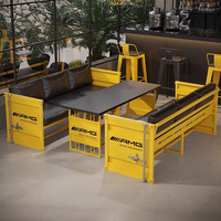 Combinaison de canapé, table de bar et chaises en cuir et fer de style occidental moderne pour la maison, le bureau, le salon et les cafés
