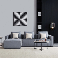 Italiano en forma de l tela sofá de 3 plazas gris tapizado esquina dibujo habitación modular sofá