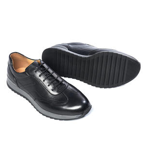 Chaussures en cuir carrées pour hommes, semelles épaisses, talons surélevés, fermeture à enfiler, dessus en cuir véritable, vêtements formels d'automne - Product Image 1
