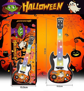 Guitarra Eléctrica de Juguete de Plástico para Halloween con Luces LED Intermitentes, Música Integrada, Funciona con Pilas AA, Accesorio de Fiesta Unisex para Niños, Regalo Festivo - Product Image 4