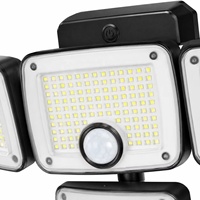 Lampe murale de sécurité solaire IP44 à 6 têtes, 370 LED, détecteur de mouvement PIR, éclairage extérieur avec télécommande