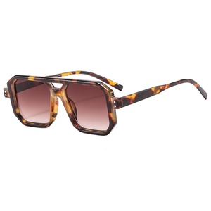 Gafas de Sol Vintage de Marca de Lujo, Unisex, Nuevas, a la Moda, Montura Cuadrada Extra Grande, Doble Puente, Logotipo Personalizado, UV400, Acrílico, Metal, PC - Product Image 3
