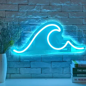 ไฟนีออน LED รูปคลื่น<span class=keywords><strong>สี</strong></span><span class=keywords><strong>ฟ้า</strong></span>ตกแต่งผนังด้วย USB สำหรับห้องนั่งเล่นห้องนอนบาร์วันเกิดวันแต่งงาน - Product Image 3