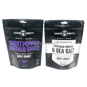 Sachets personnalisés imprimés de haute qualité en plastique alimentaire anti-odeur avec fermeture éclair, type stand-up, pour viande séchée de bœuf et d'agneau - Product Image 1