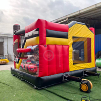 Château gonflable Red Lightning McQueen avec toboggan, voitures de course, château gonflable avec parcours d'obstacles amusant