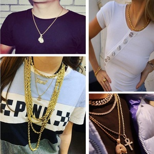 Collar Hip Hop Unisex con Cadena de Cuerda Chapada en Oro de 18K y Gancho de Acero Inoxidable para Dropshipping - Product Image 4