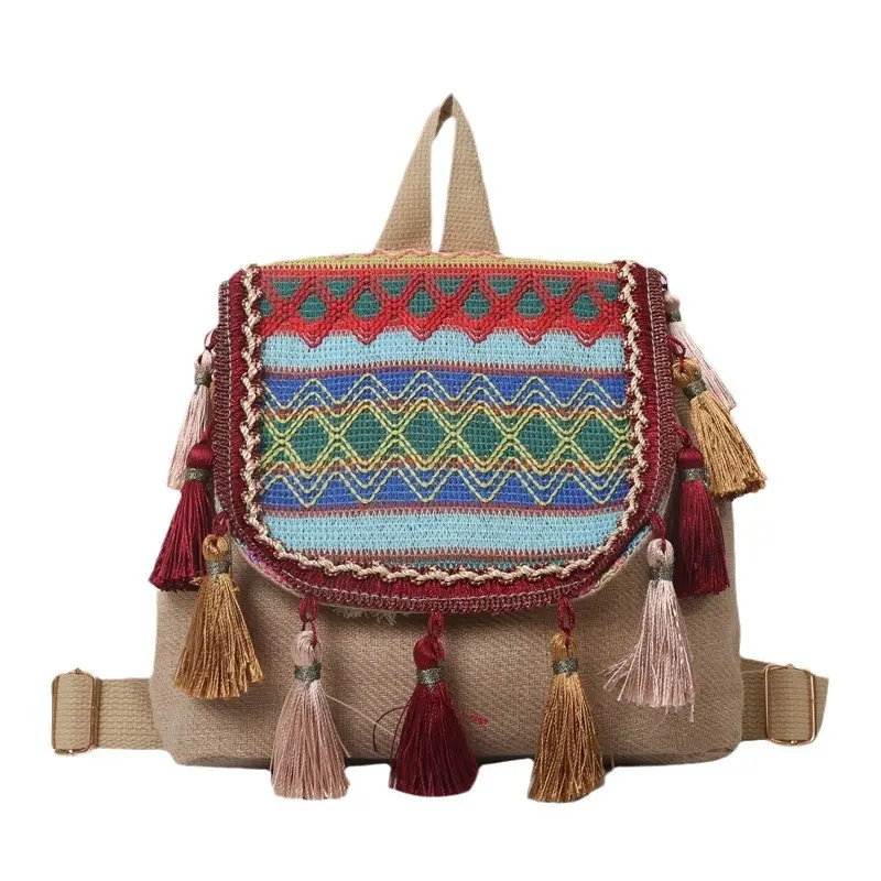 gutaussehende böhmische ethnische Taschenbeutel besonderes Interesse Design Outdoor Reisen Damenrucksack