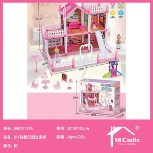 Fai da te in plastica per la casa delle bambole Villa Kit di gioco Mini stile finta gioco mobili giocattolo per ragazze creativo gioco di ruolo - Product Image 1