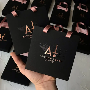 Caja de Regalo Personalizada, Cajas de Papel de Regalo de Lujo para Joyería, Bolsa de Embalaje con Asa de Listón, Estampado en Caliente, Bolsa de Papel <span class=keywords><strong>Rosa</strong></span> - Product Image 6