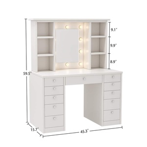 Mirror Small Design Girl Luxury Chair Makeup <strong>Dressing</strong> <strong>Table</strong> for Bedroom, <strong>Dressing</strong> <strong>Table</strong> With Led Mirror and Drawer - Product Image 6