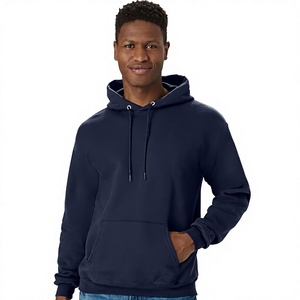 Men's <b>Navy</b> Blue Hooded <b>Sweatshirt</b> Regular Fit Fleece Casual Solid Color Pocket Design Autumn Wear - Product Image 2