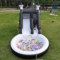 Toboggan aquatique commercial en PVC pour enfants et adultes, toboggan aquatique gonflable avec piscine