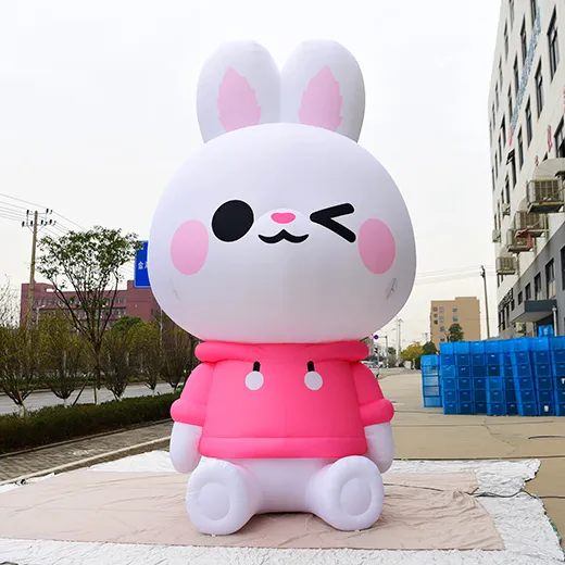 Custom design animal giant advertising inflatable mascot cartoon pink rabbit for decoration