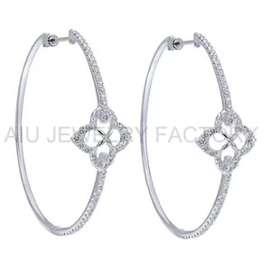 인기있는 스털링 실버 실험실 만든 다이아몬드 신부 진주 귀걸이