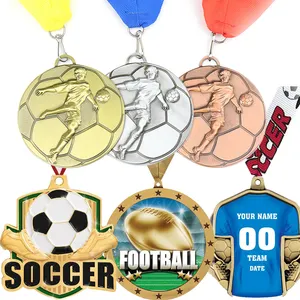 Wholesale Custom 3D Logo Football Sports Award Medal Zinc Alloy 3d Sport Running 5k 10k 21k Marathon Medal