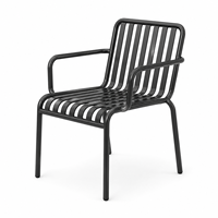 Chaise de salle à manger d'extérieur moderne en alliage d'aluminium noir léger, fauteuil de jardin à lattes confortable et écologique pour villa et parc