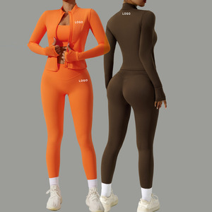 <span class=keywords><strong>Tuta</strong></span> Sportiva in Nylon Elasticizzato, Completo Autunnale da Donna, Set Due Pezzi con Giacca con Zip e Cappuccio per Palestra, <span class=keywords><strong>Tuta</strong></span> da Ginnastica - Product Image 1