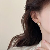 Boucles d'oreilles en perles d'eau douce naturelles pour femmes, haut de gamme, porte-bonheur, forme de gourde, blanc/gris, couleur or 18 carats, préservation de la couleur, mariage