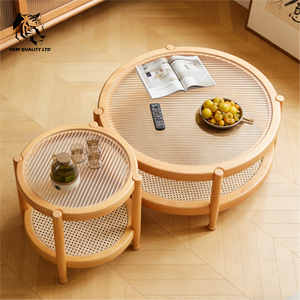 Fábrica de muebles, mesa de centro ecológica de diseño nuevo, la más barata, personalizable, gran stock, muebles de sala de estar, mesa de centro de madera y vidrio - Product Image 1