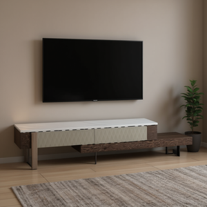 Modern <b>Tv</b> Cabinet W200 D40 H43 Cm Wood Storage Living Room Furniture Floor <b>Mount</b> Minimalist Design - Product Image 2