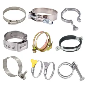 German American Style Throat Clamps Single Ear Double Wire Strong/Heavy/Rubber Strip/Hand Twisted Hose Clamp/Gas Pipe Clamp