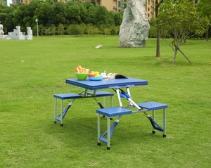 Tavolo da Campeggio Personalizzato, Mesa Exterior, <span class=keywords><strong>Set</strong></span> Tavolo e Sedie Pieghevoli in Plastica per Giardino, Picnic e Campeggio con Foro per Ombrellone - Product Image 6