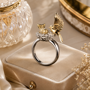 Anello a Forma di Nido d'Uccello, Design Creativo Bicolore per Donne - Product Image 6