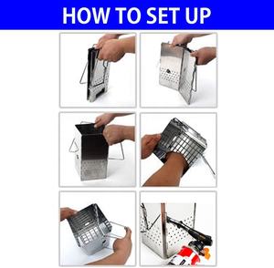 ハイキング折りたたみ式チャコールストーブバーナーグリルステンレス鋼キューブ形状ポータブル屋外ホームキャンプ薪ストーブ - Product Image 5