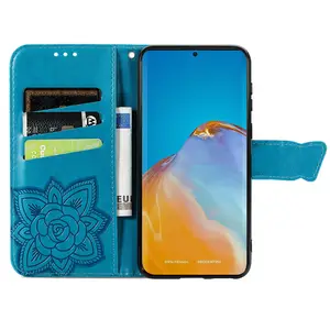 Lüks deri cüzdan telefon kılıfı için Huawei Enjoy 30e 20e P akıllı 2021 Nova 9 8i 8 7 SE nova 3i kabartma flip cep telefonu kapağı