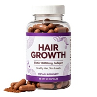 Capsules pour la croissance des cheveux, biotine 10 000 mcg, collagène, cheveux, peau et ongles sains, complément alimentaire, 120 capsules, croissance des cheveux