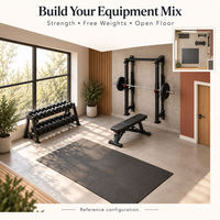 Plan d'équipement de studio de remise en forme compact et configurable pour l'entraînement fonctionnel de la force et les espaces de fitness commerciaux