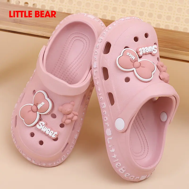 2024 Popular Croc Charms Toddler Teenager Boys Girl's Casual Shoes Lovely Gifts for Babies Cute Cartoon Bear Image Clogs