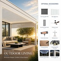 Pergola motorisée extérieure en aluminium à lames orientables avec télécommande, structure thermolaquée, design bioclimatique