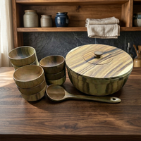 Ensemble de saladiers modernes de luxe en bambou massif et bois d'acacia, écologiques, faits à la main, avec logo personnalisé, pour les fêtes, par Falak World Export