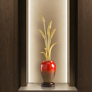 Adorno de Espiga de Trigo de Latón, Tallos Dorados, Florero, Decoración de Lujo para el Hogar, para Sala de Estar, Entrada, Regalo de Inauguración de Casa - Product Image 1
