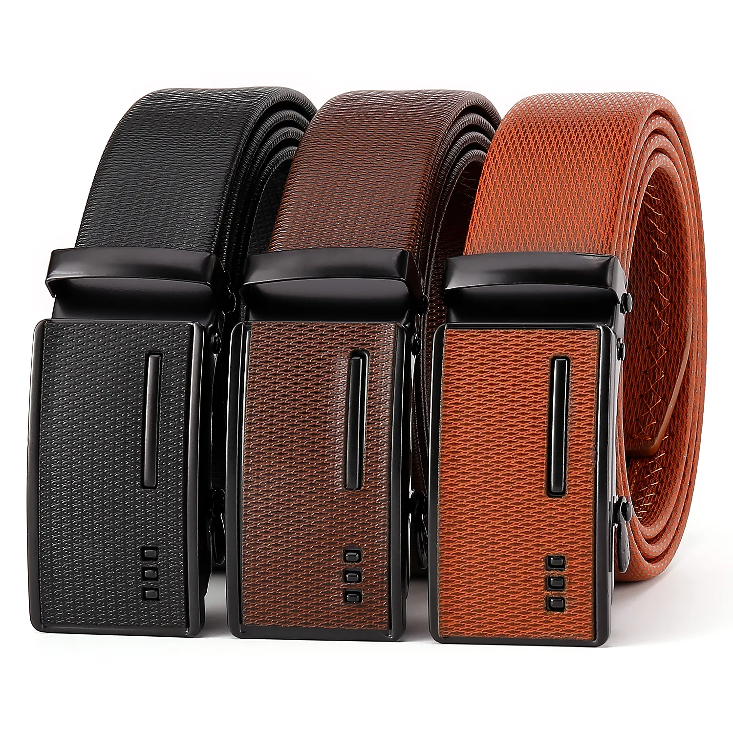 Ceinture à cliquet réglable en pvc ceinture en cuir pour homme réglable et durable avec boucle coulissante automatique ceinture pour hommes