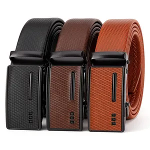 Cinturón de trinquete occidental de PVC ajustable, cinturón de cuero personalizado duradero ajustable para hombres con hebilla deslizante automática, cinturón para hombres