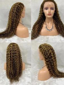 Encaje suizo <span class=keywords><strong>Vietnam</strong></span> cabello encaje completo Frontal pelucas de cabello humano colores naranjas recto Jerry Curl & Deep Wave encaje transparente - Product Image 3