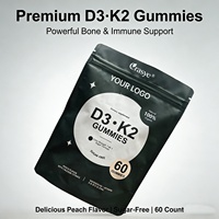 Gummies véganes OEM/ODM de Vitamine D3 + K2 - 5000 UI D3 200mcg MK7 K2 Naturelles pour la Santé des Os, de l'Immunité et des Muscles