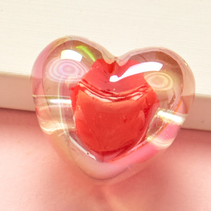 Cuentas de corazón grueso con agujero recto acrílico en accesorios de cuentas, cadena de teléfono, accesorios de Material hechos a mano DIY - Product Image 1