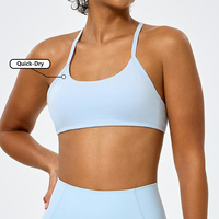 Soutien-gorge de sport OEM en Spandex pour femme, séchage rapide, léger, respirant, dos croisé, bretelles fines, personnalisable avec logo, idéal pour la course et le yoga