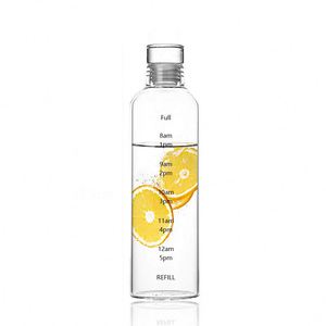 Bouteille en verre borosilicate transparente à paroi simple avec marqueur de temps, qualité alimentaire, 500 ml, 750 ml, avec couvercle, vente en gros personnalisée - Product Image 1