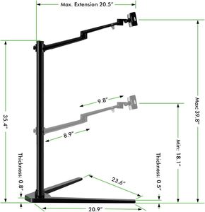 Soporte de Suelo para Teléfono Móvil de Aleación de Aluminio con Giro de 360 Grados para Smartphones de 4-6'' o Tablets de 7-14'', Soportes Metálicos para PC - Product Image 4