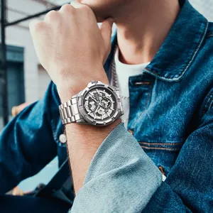 Reloj Mecánico Automático de 44 mm con Caja de Aleación, Brazalete de Acero Inoxidable, Cierre de Mariposa, Resistente al Agua, Luminoso, Esqueleto - Product Image 6