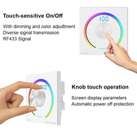Contrôleur de bande LED RGB CCT avec écran tactile mural, variateur de lumière, réglage de la température de couleur et de la luminosité pour l'éclairage