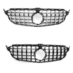 Rejilla frontal negra brillante GT GTR con orificio para <span class=keywords><strong>cámara</strong></span> para Mercedes Benz W205 C CLASS C180 <span class=keywords><strong>C200</strong></span> C250 C300 C350 2019-2021 - Product Image 1