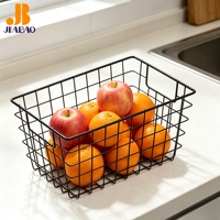 Panier de rangement en fil métallique noir JB pour fruits et légumes avec poignée pour accessoires de cuisine