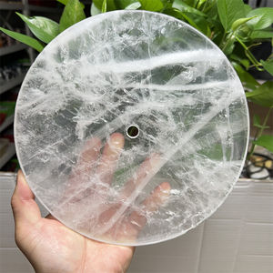 Losas redondas de cristal de cuarzo transparente natural personalizadas al por mayor para Decoración - Product Image 2